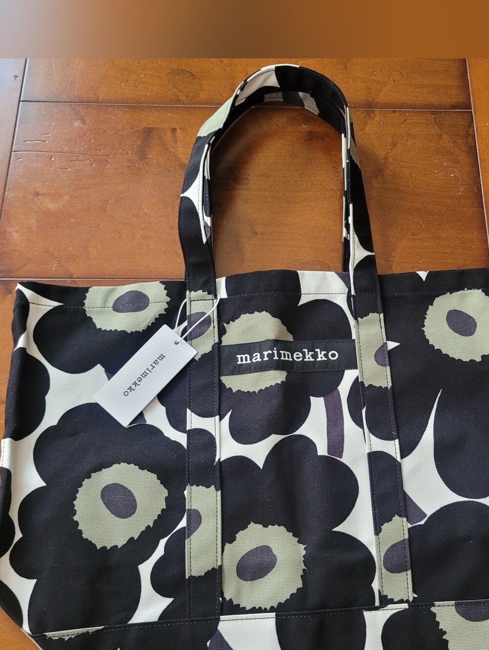 Marimekko Peruskassi Pieni Unikko Totebag Handbag Black NWT - Picture 2 of 7